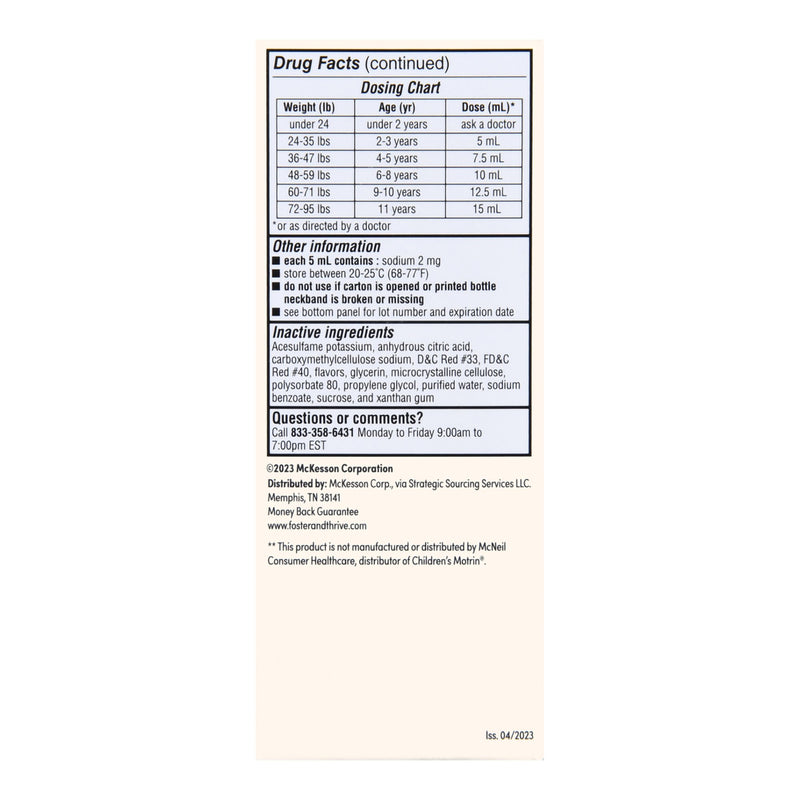 Foster & Thrive™ Children's Pain Relief 100 mg / 5 mL Strength Ibuprofen Oral Suspension 4 oz. (1238932_BT) 1/BT