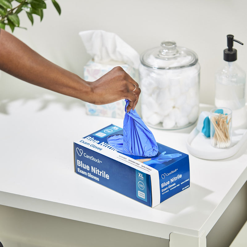 CareStock™ Exam Glove X-Large NonSterile Nitrile Standard Cuff Length Textured Fingertips Blue Chemo Tested (1230899_BX) 180/BX