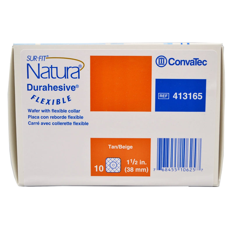 Sur-Fit Natura® Durahesive® Ostomy Barrier Trim to Fit, Extended Wear Adhesive Tape Borders 38 mm Flange Sur-Fit® Natura® System 4 X 4 Inch (461919_BX) 10/BX