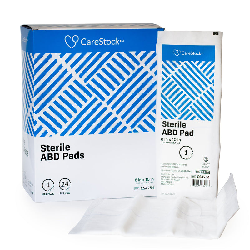 CareStock™ Abdominal Pad 8 X 10 Inch Sterile 1 per Pack (1242222_BX) 24/BX