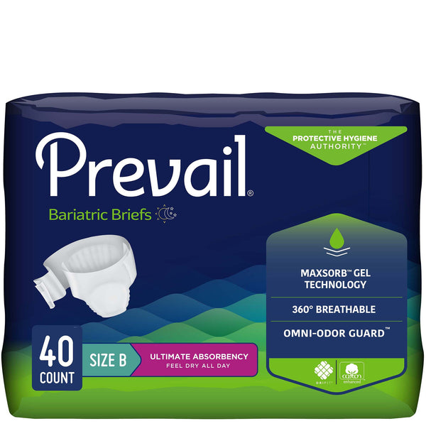 Prevail® Bariatric Unisex Adult Incontinence Brief Bariatric Size B Disposable Heavy Absorbency (707285_CS) 4/CS