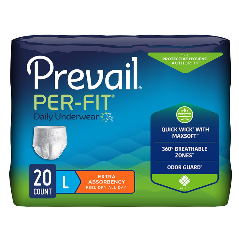 Prevail® Per-Fit® Extra Unisex Adult Absorbent Underwear Pull On with Tear Away Seams Large Disposable Heavy Absorbency (1243751_PK) 20/PK