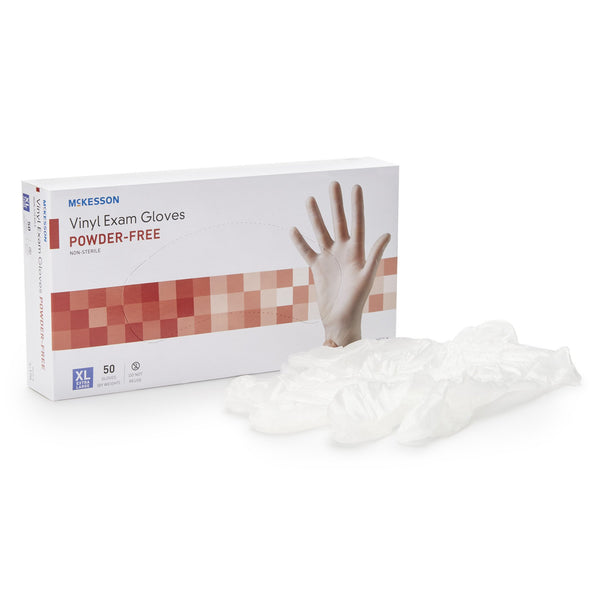 McKesson Confiderm® Exam Glove X-Large NonSterile Vinyl Standard Cuff Length Smooth Clear Not Rated (871025_CS) 1000/CS