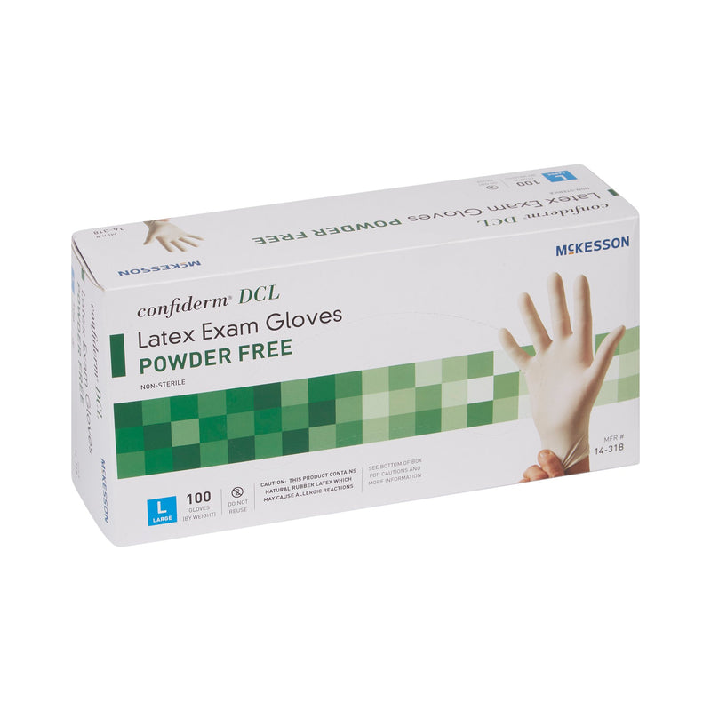 McKesson Confiderm® Exam Glove Large NonSterile Latex Standard Cuff Length Smooth Ivory Not Rated (354437_CS) 1000/CS