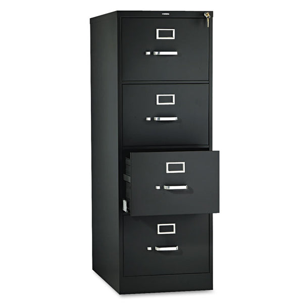 HON® 510 Series Vertical File, 4 Legal-Size File Drawers, Black, 18.25" x 25" x 52" (HON514CPP)