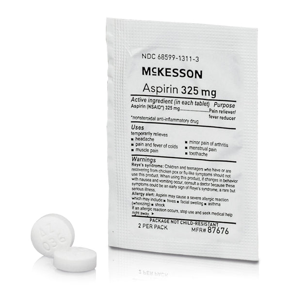McKesson Pain Relief 325 mg Strength Aspirin Tablet 250 per Box (1111741_CS) 3000/CS