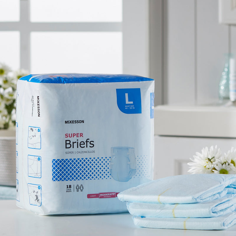McKesson Unisex Adult Incontinence Brief Large Disposable Moderate Absorbency (1123842_CS) 72/CS