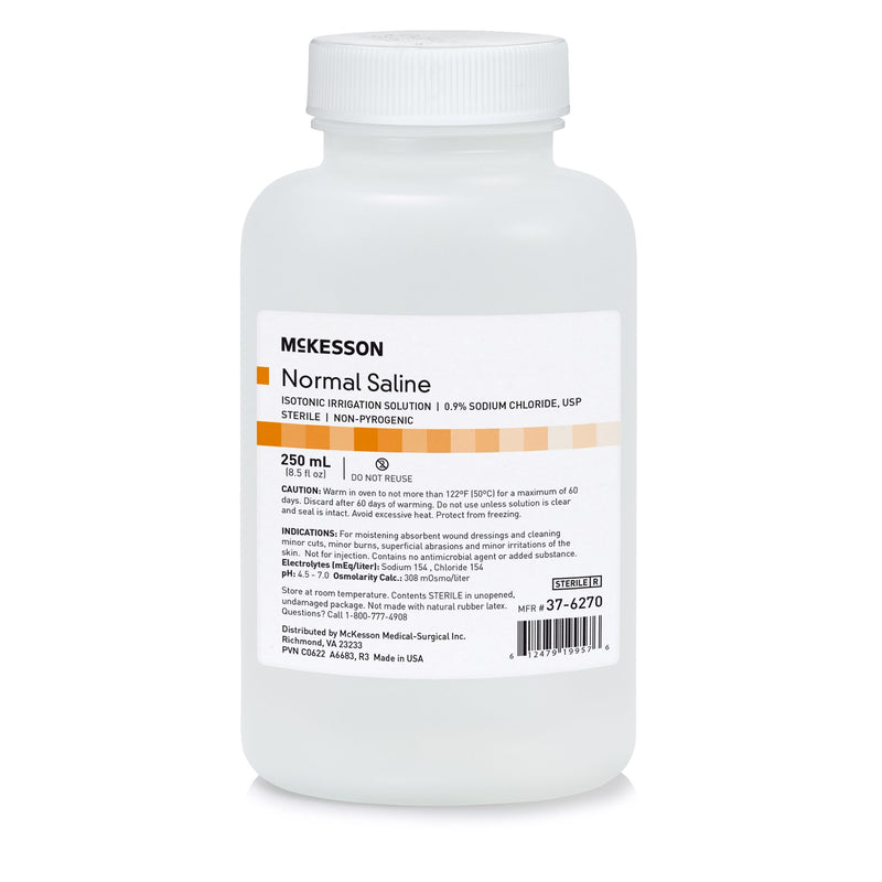 McKesson Irrigation Solution - OTC 0.9% Sodium Chloride Not for Injection Bottle, Screw Top 250 mL (520118_EA) 1/EA
