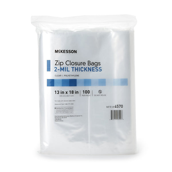 McKesson Reclosable Bag 13 X 18 Inch Polyethylene Clear Zipper Closure (1088666_PK) 100/PK