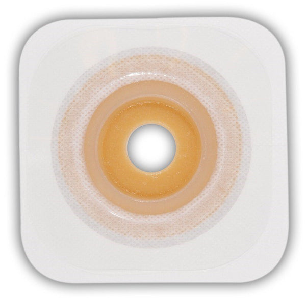 Esteem synergy® Ostomy Barrier Trim to Fit, Extended Wear Durahesive® Adhesive 100 mm Flange Hydrocolloid 7/8 to 1-1/4 Inch Opening 4 X 4 Inch (472726_BX) 10/BX