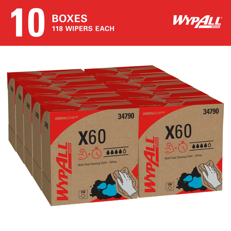 WypAll® General Clean X60 Task Wipe 1180 Sheets Pop-Up™ Box 9.1 X 165.8 Inch NonSterile Limited Reuse (1252415_CS) 1180/CS
