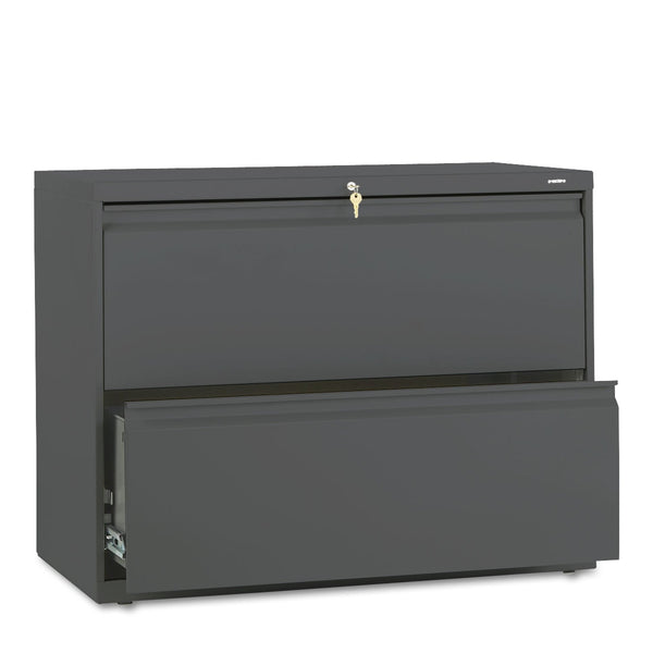 HON® Brigade 800 Series Lateral File, 2 Legal/Letter-Size File Drawers, Charcoal, 36" x 18" x 28" (HON882LS)