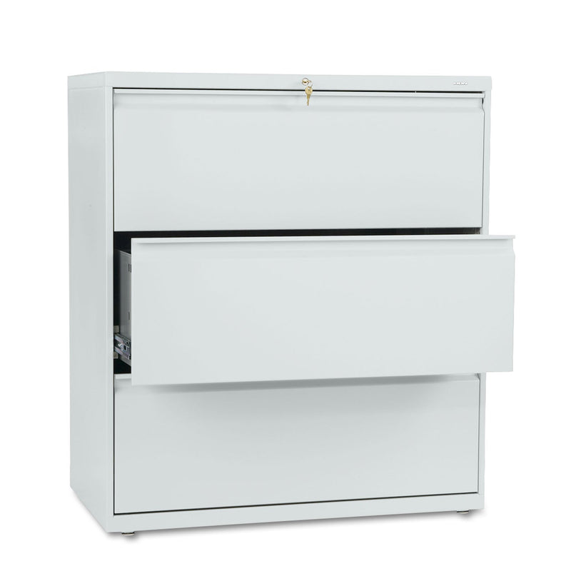 HON® Brigade 800 Series Lateral File, 3 Legal/Letter-Size File Drawers, Light Gray, 36" x 18" x 39.13" (HON883LQ) Each