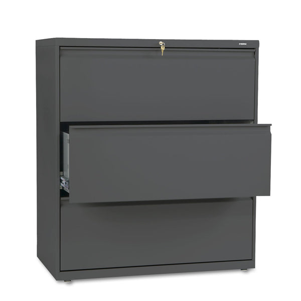 HON® Brigade 800 Series Lateral File, 3 Legal/Letter-Size File Drawers, Charcoal, 36" x 18" x 39.13" (HON883LS)