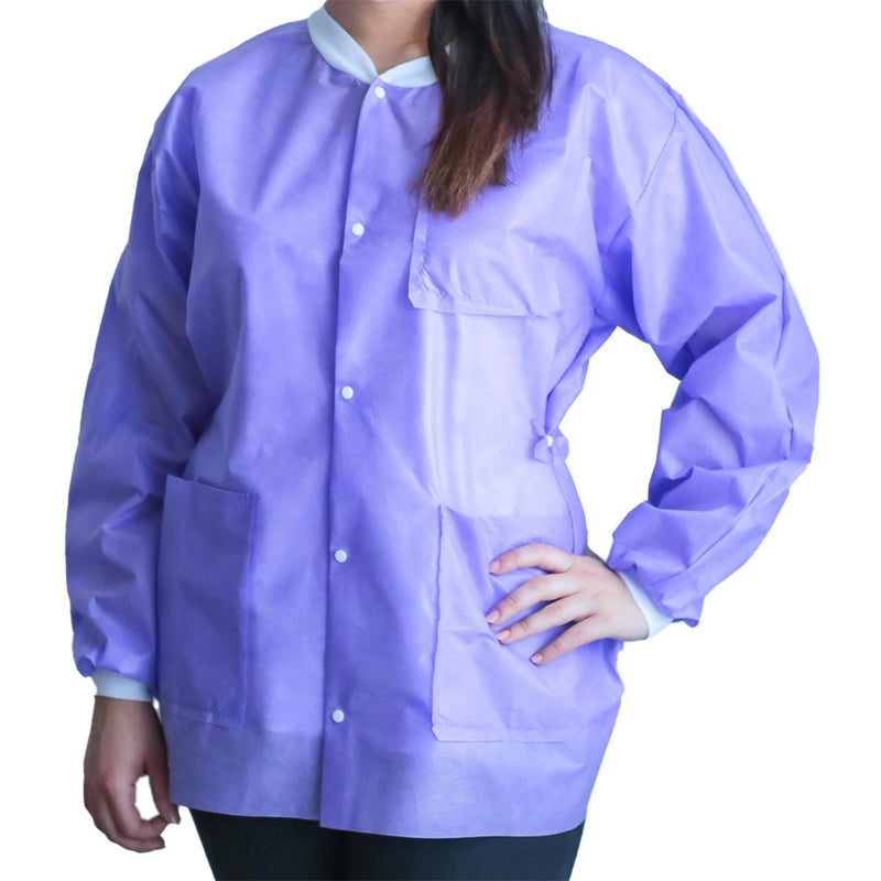 FitMe™ Lab Jacket Purple Medium Hip Length 3-Layer SMS Disposable (1194420_CS) 50/CS