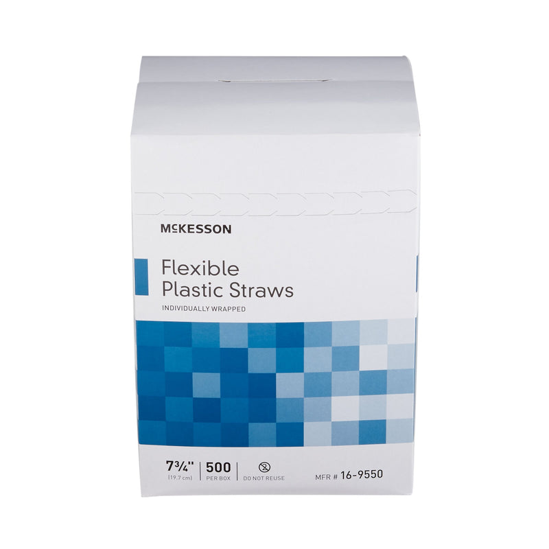 McKesson Flexible Drinking Straw 7-3/4 Inch Length White Individually Wrapped (485517_BX) 1/BX