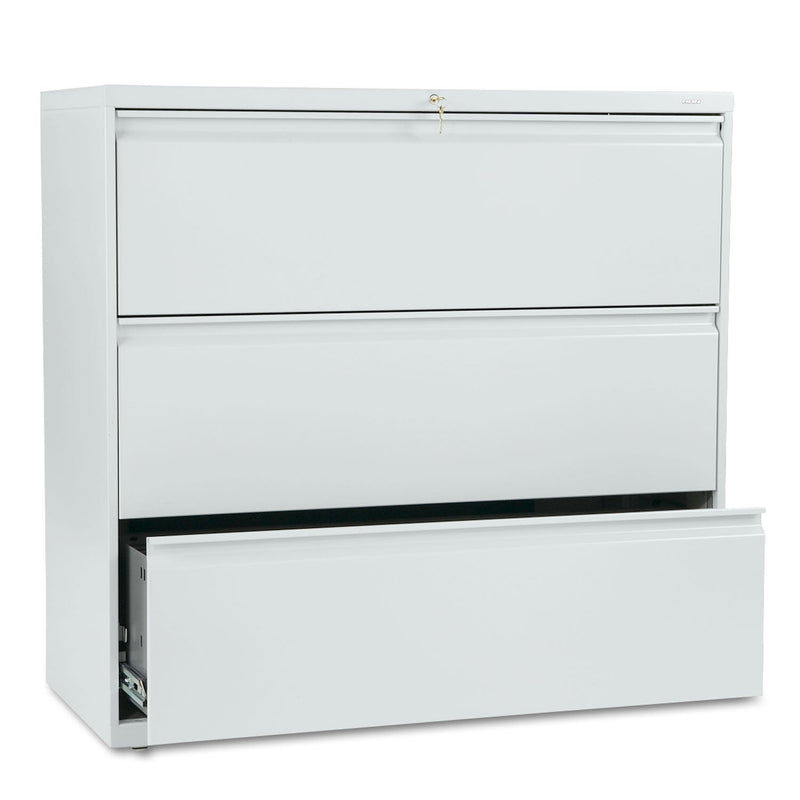 HON® Brigade 800 Series Lateral File, 3 Legal/Letter-Size File Drawers, Light Gray, 42" x 18" x 39.13" (HON893LQ)