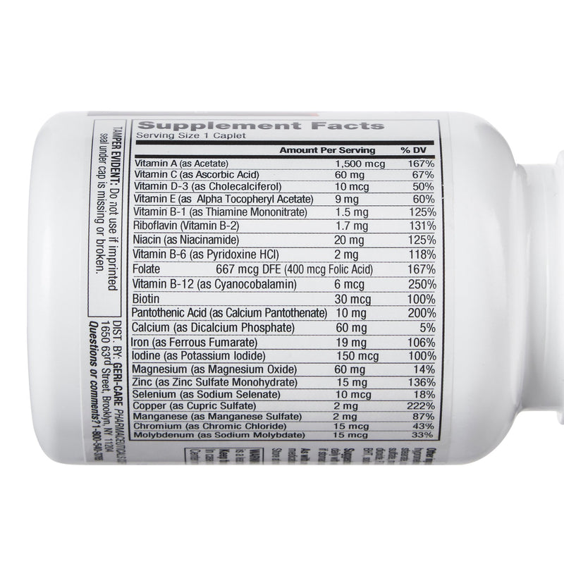 Geri-Care® Multivitamin Supplement with Minerals Tablet 100 per Bottle (633783_CS) 12/CS