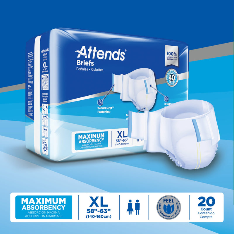 Attends® Unisex Incontinence Brief X-Large Disposable Heavy Absorbency (959160_CS) 60/CS