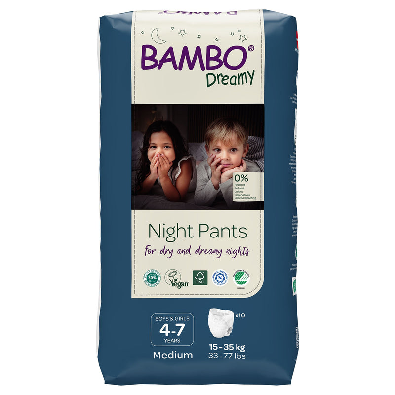 Bambo® Dreamy Night Pant Unisex Youth Training Pants Pull On with Tear Away Seams Size 4 to 7 Years Disposable Heavy Absorbency (1255464_PK) 10/PK