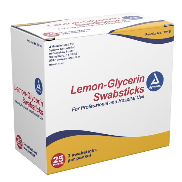 Dynarex® Lemon Glycerin Swabstick Foam Tip 3 per Pack (530231_PK) 1/PK