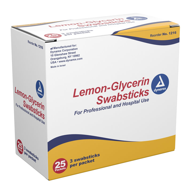 Dynarex® Lemon Glycerin Swabstick Foam Tip 3 per Pack (530231_CS) 250/CS