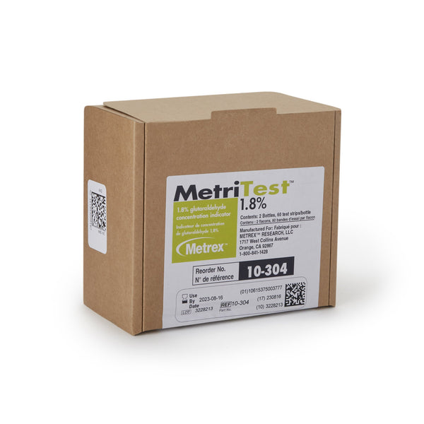 MetriTest™ 1.8% Glutaraldehyde Concentration Indicator Pad 60 Test Strips Bottle Single Use (459974_CS) 120/CS