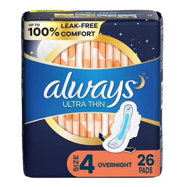 Always® Ultra Thin Feminine Pad Overnight / With Wings Heavy Absorbency (1232985_CS) 156/CS