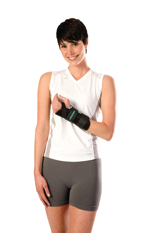 AirCast® A2™ Wrist Brace with Thumb Spica Aluminum / Foam / Nylon Left Hand Black Medium (569018_EA) 1/EA