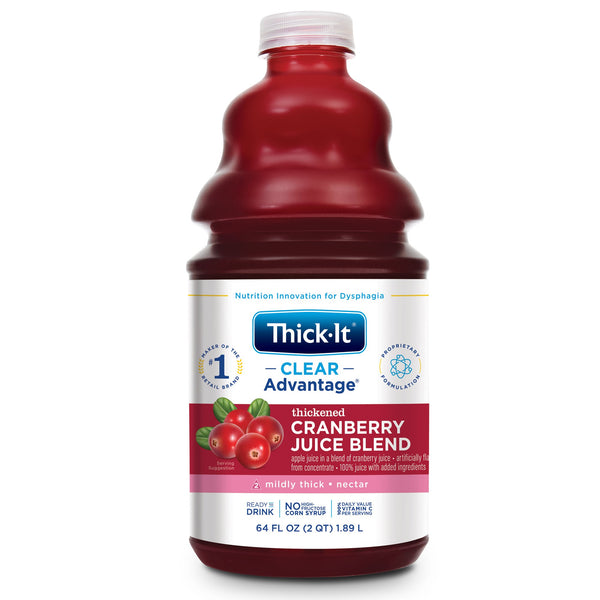Thick-It® Clear Advantage® Thickened Beverage 64 oz. Bottle Cranberry Flavor Liquid IDDSI Level 2 Mildly Thick (742229_CS) 4/CS
