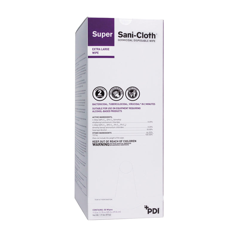 Super Sani-Cloth® Surface Disinfectant Cleaner Premoistened Germicidal Manual Pull Wipe 50 Count Individual Packet Alcohol Scent NonSterile (188692_EA) 1/EA