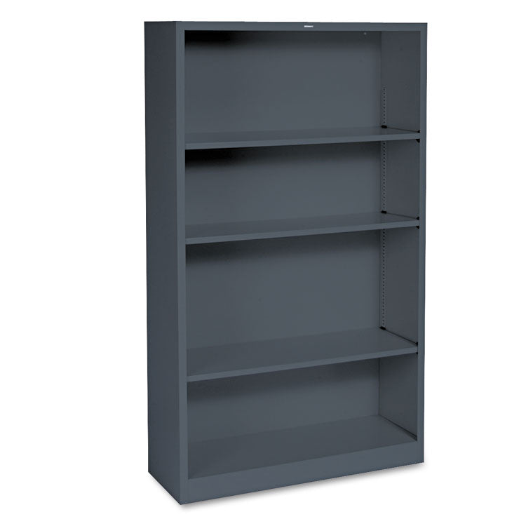 HON® Metal Bookcase, Four-Shelf, 34.5w x 12.63d x 59h, Charcoal (HONS60ABCS)