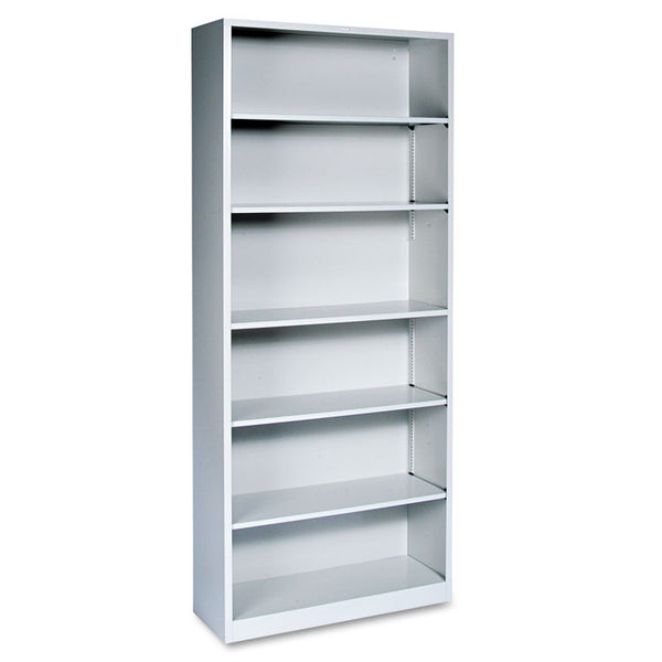 HON® Metal Bookcase, Six-Shelf, 34.5w x 12.63d x 81.13h, Light Gray (HONS82ABCQ)
