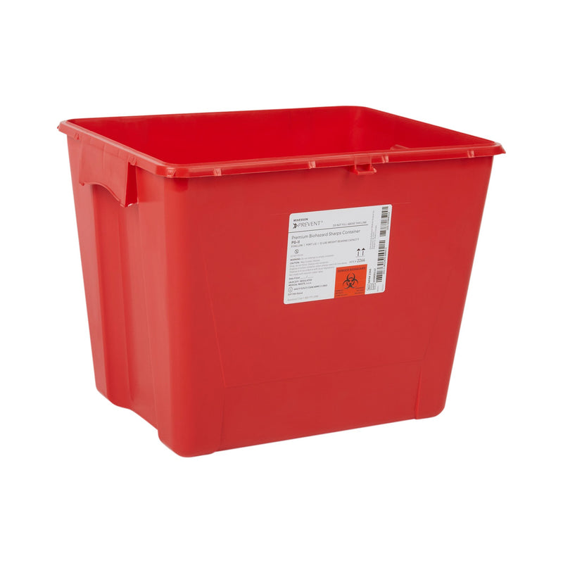 McKesson Prevent® Sharps Container Red Base 13-1/2 H X 17-3/10 W X 13 L Inch Vertical Entry 8 Gallon (854428_CS) 9/CS