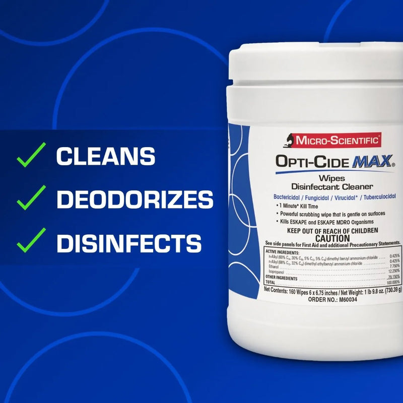 Opti-Cide® Max Surface Disinfectant Cleaner Premoistened Alcohol Based Manual Pull Wipe 160 Count Canister Alcohol Scent NonSterile (1100339_CT) 1/CT