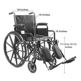 McKesson Wheelchair Dual Axle Desk Length Arm Swing-Away Elevating Legrest Black Upholstery 18 Inch Seat Width Adult 300 lbs. Weight Capacity (1065277_EA) 1/EA