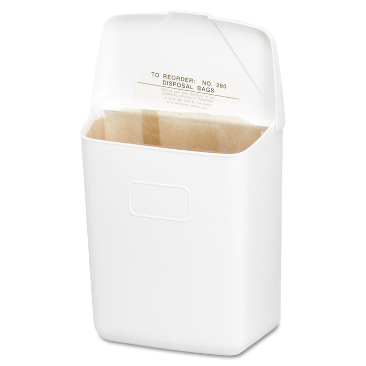 HOSPECO® Wall Mount Sanitary Napkin Receptacle-PPC, 1 gal, PPC Plastic, White (HOS250201W)