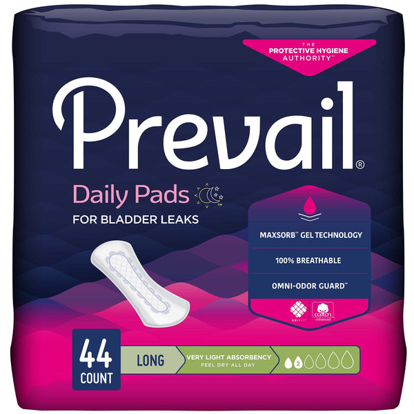 Prevail® Daily Pads Bladder Control Pad 8.35 Inch Length Light Absorbency Polymer Core One Size Fits Most (1166745_BG) 44/BG
