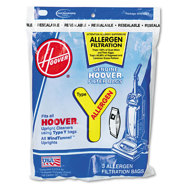 Hoover® Commercial Disposable Allergen Filtration Bags for Commercial WindTunnel Vacuum, 3/Pack (HVR4010100Y)