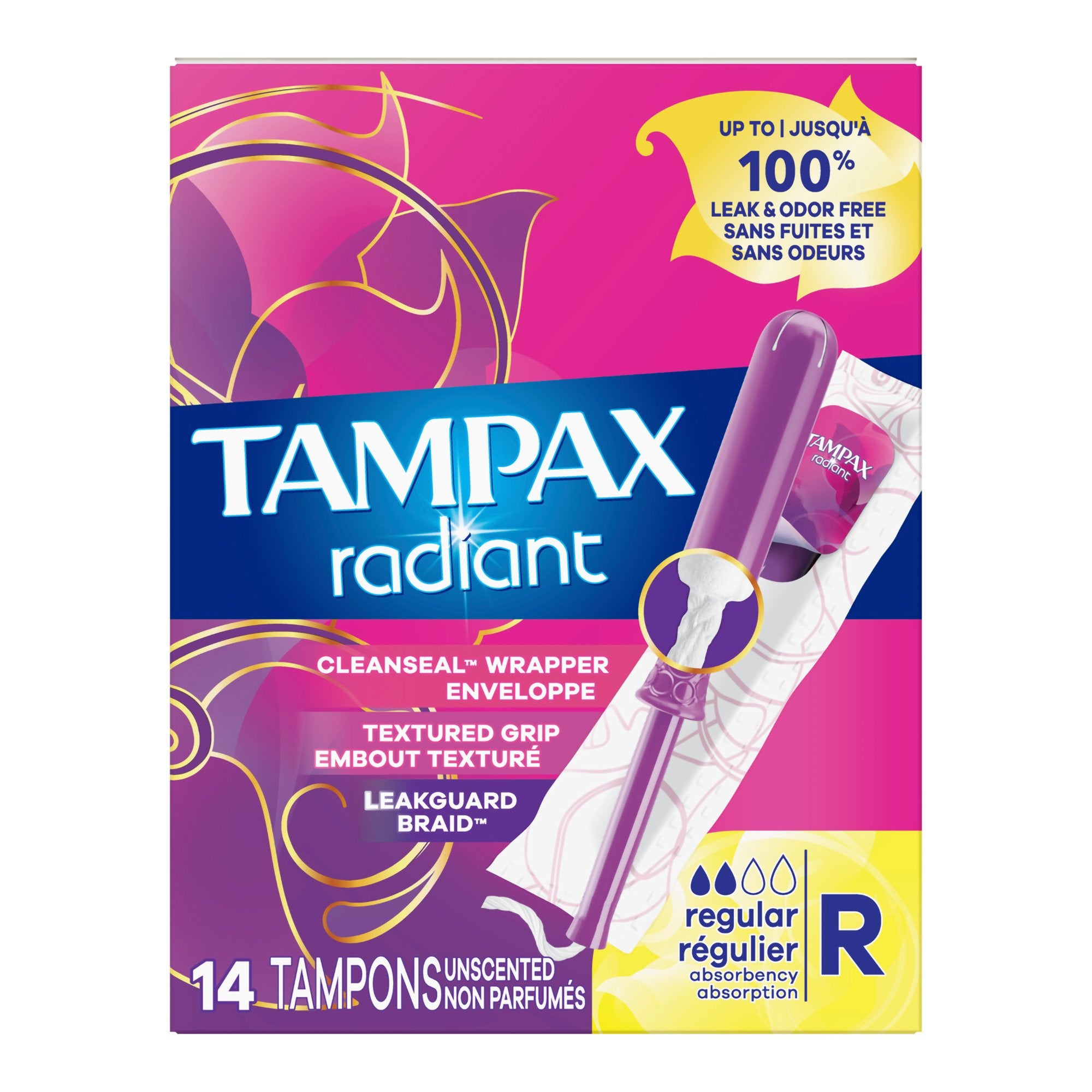 Tampax® Radiant Tampon Regular Absorbency Plastic Applicator Individua ...