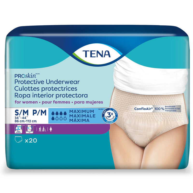 TENA® ProSkin™ Protective Female Adult Absorbent Underwear Pull On with Tear Away Seams Small / Medium Disposable Moderate Absorbency (1135407_CS) 80/CS