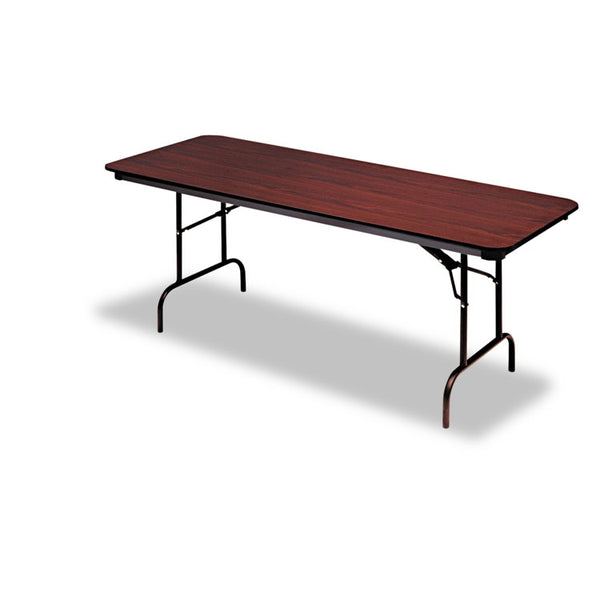 Iceberg OfficeWorks Commercial Wood-Laminate Folding Table, Rectangular, 96" x 30" x 29", Mahogany (ICE55234)