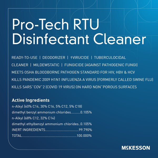 McKesson Pro-Tech Surface Disinfectant Cleaner Quaternary Based J-Fill® Dispensing Systems Liquid 1 gal. Jug Floral Scent NonSterile (484483_EA) 1/EA