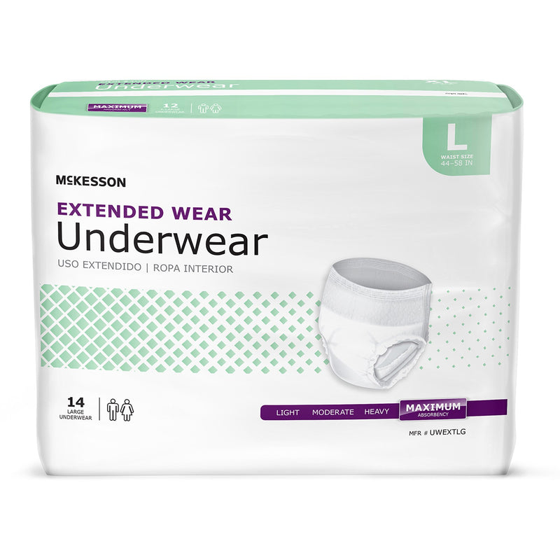 McKesson Unisex Adult Absorbent Underwear Pull On with Tear Away Seams Large Disposable Heavy Absorbency (1123839_BG) 14/BG