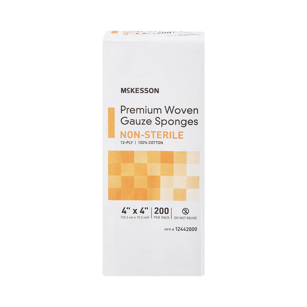 McKesson Gauze Sponge 4 X 4 Inch 12-Ply NonSterile 200 per Pack (446042_CS) 2000/CS