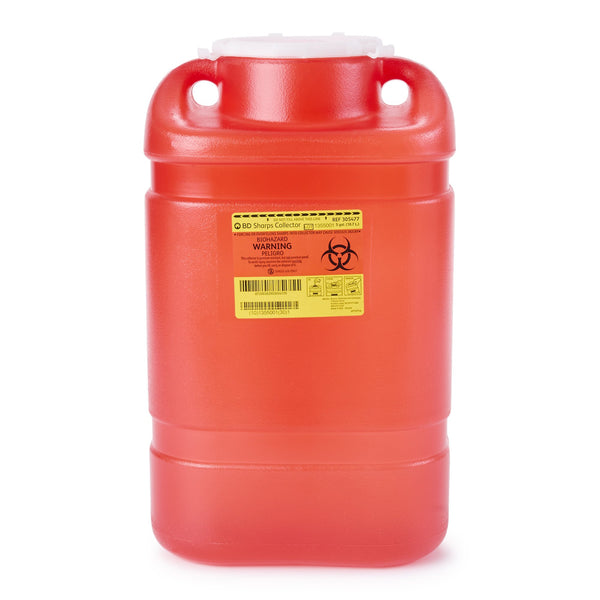 BD™ Sharps Container Red Base 18 H X 7-1/2 W X 10-1/2 D Inch Vertical Entry 5 Gallon (169746_CS) 8/CS