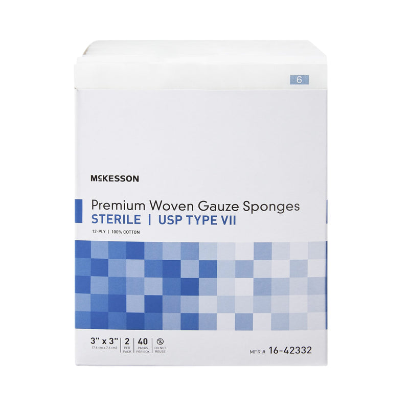 McKesson Gauze Sponge 3 X 3 Inch 12-Ply Sterile 2 per Pack (447084_CS) 1200/CS