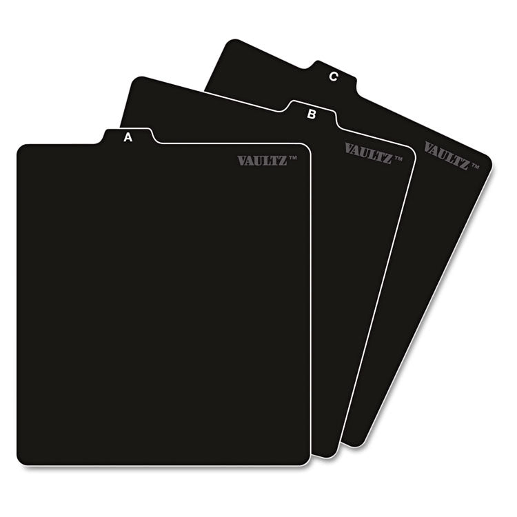 Vaultz® A-Z CD File Guides, 1/3-Cut Top Tab, A to Z, 5 x 5.75, Black, 26/Set (IDEVZ01176)