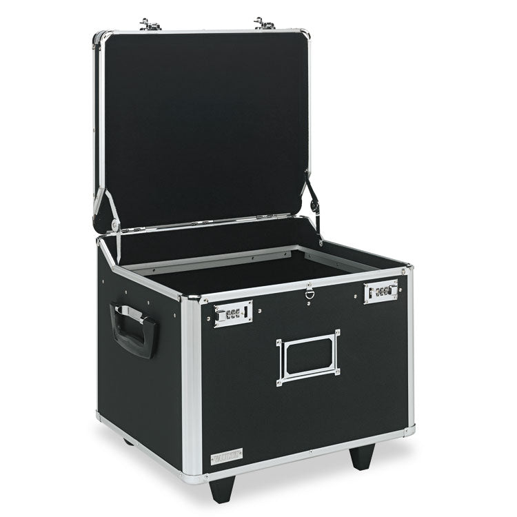 Vaultz® Locking Mobile File Chest, Letter/Legal Files, 17.5" x 15.5" x 14.5", Black/Chrome (IDEVZ01270)