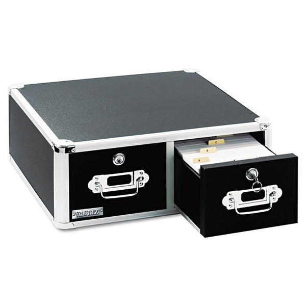 Vaultz® Vaultz Locking Two-Drawer Index Card Box, Holds 3,000 4 x 6 Cards, 17.5 x 14 x 6.5, Black (IDEVZ01395)